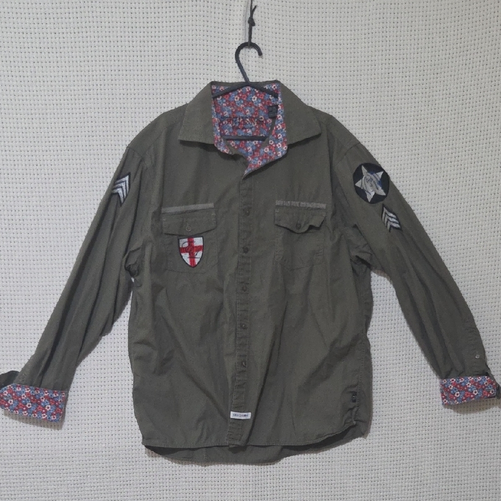 Men's John Lennon  Olive Green Military Style Shirt..